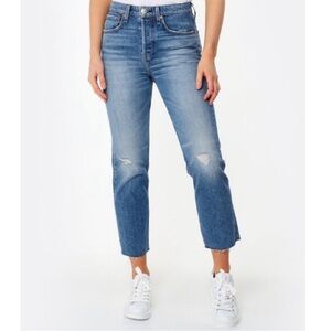 Rag & Bone Maya High-Rise Ankle Slim Jeans Aquarius Holes Wash Women's Size 26